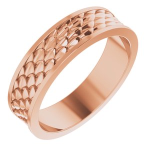 14K Yellow Or White Or Rose Gold Or Sterling Silver Or Platinum 6 mm Scale Patterned Band