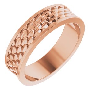 14K Yellow Or White Or Rose Gold Or Sterling Silver Or Platinum 6 mm Scale Patterned Band