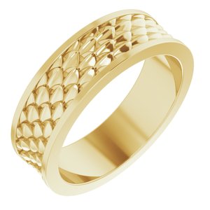 14K Yellow Or White Or Rose Gold Or Sterling Silver Or Platinum 6 mm Scale Patterned Band