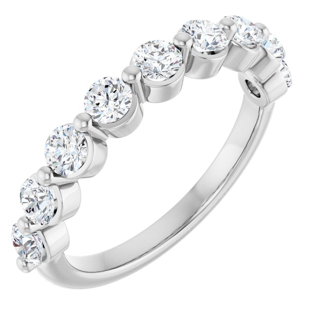 14K Yellow Or White Gold Round Polished Natural Diamond Anniversary Band, Size 7