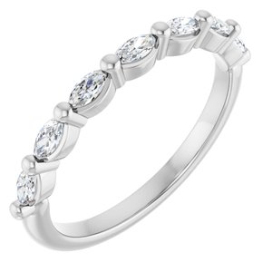 14K White Gold Marquise 3.5 X 1.75 Mm Polished 1/3 Ctw Lab-Grown Diamond Anniversary Band Size 7