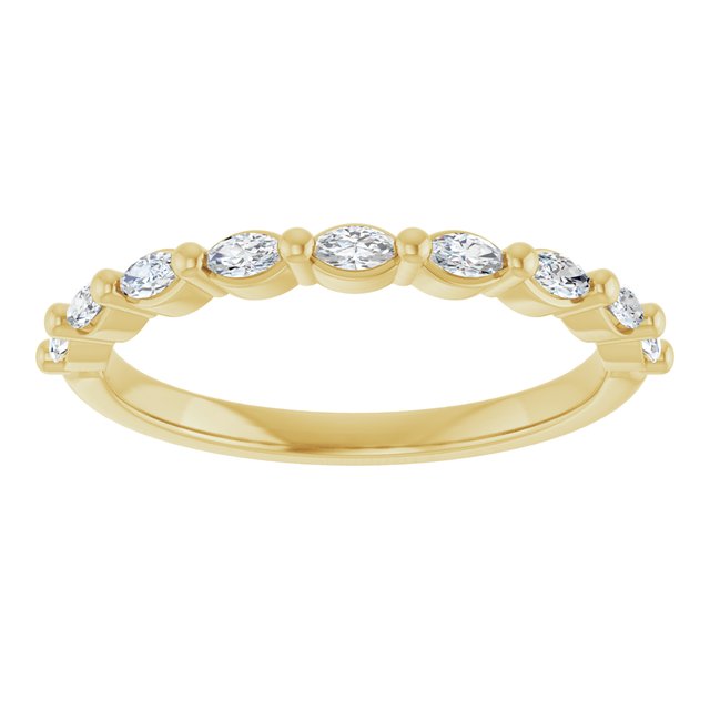 14K Yellow Or White Gold Marquise Polished Natural Diamond Anniversary Band, Size 7