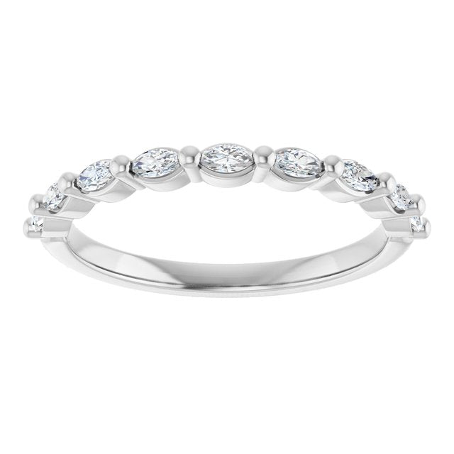 14K Yellow Or White Gold Marquise Polished Natural Diamond Anniversary Band, Size 7