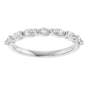 14K White Gold Marquise 3.5 X 1.75 Mm Polished 1/3 Ctw Lab-Grown Diamond Anniversary Band Size 7