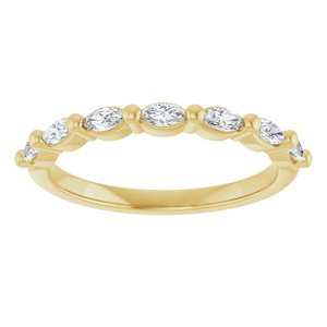 14K Yellow Gold Marquise 3.5 X 1.75 Mm Polished 1/3 Ctw Lab-Grown Diamond Anniversary Band Size 7