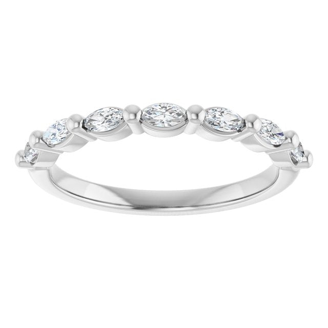 14K Yellow Or White Gold Marquise Polished Natural Diamond Anniversary Band, Size 7