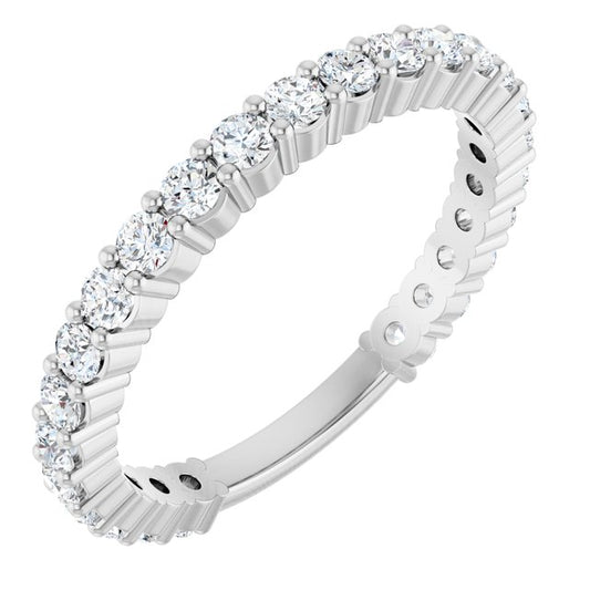 14K White Or Rose Gold Round 2 Mm Polished 3/4 Ctw Natural Diamond Anniversary Band, Size 7