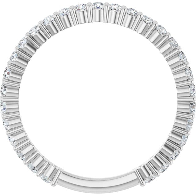 14K White Gold Round 1.7 Mm Polished 1/2 Ctw Natural Diamond Anniversary Band, Size 7