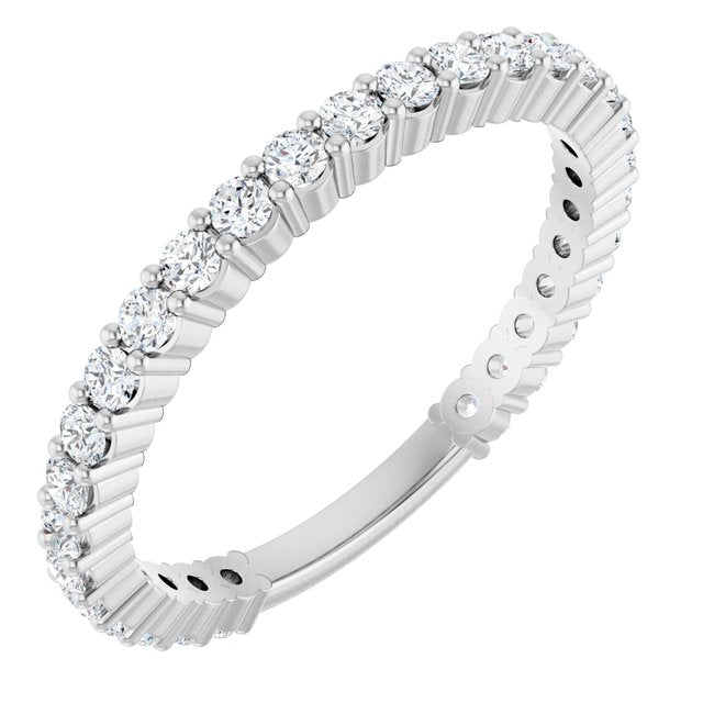 14K White Gold Round 1.7 Mm Polished 1/2 Ctw Natural Diamond Anniversary Band, Size 7