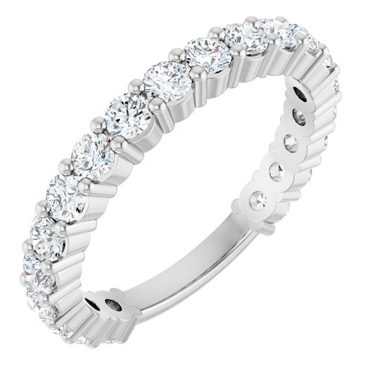 14K White Gold Round 2.5 Mm Polished 1 1/5 Ctw Natural Diamond Anniversary Band, Size 7