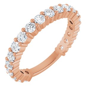 14K Rose Gold Round 2.5 Mm Polished 1 1/5 Ctw Natural Diamond Anniversary Band Size 7
