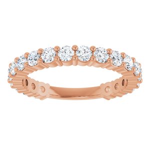 14K Rose Gold Round 2.5 Mm Polished 1 1/5 Ctw Natural Diamond Anniversary Band Size 7