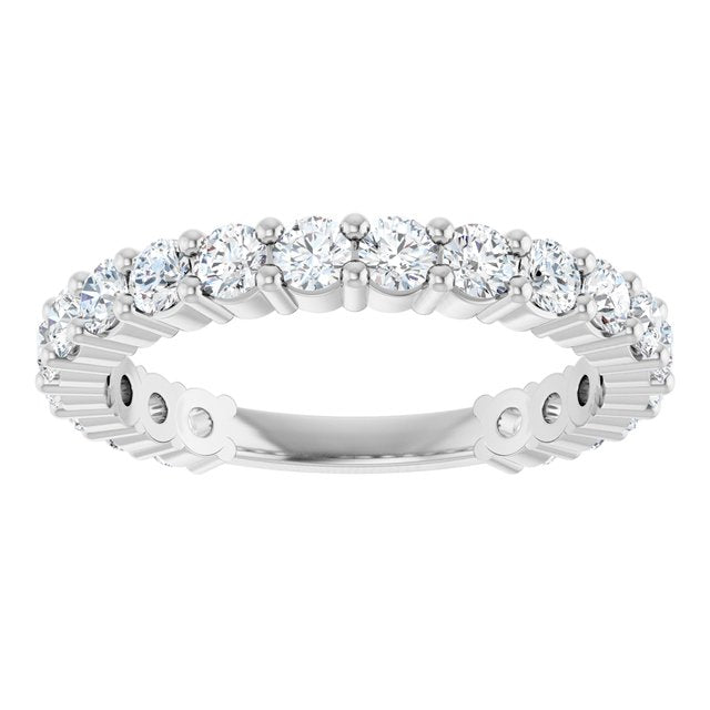 14K White Gold Round 2.5 Mm Polished 1 1/5 Ctw Natural Diamond Anniversary Band, Size 7