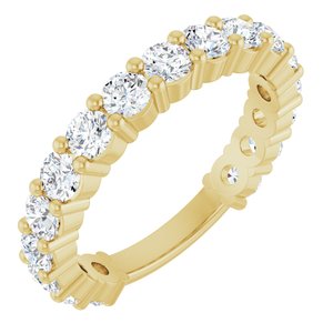 14K Yellow Gold Round 3 Mm Polished 1 1/2 Ctw Natural Diamond Anniversary Band Size 7
