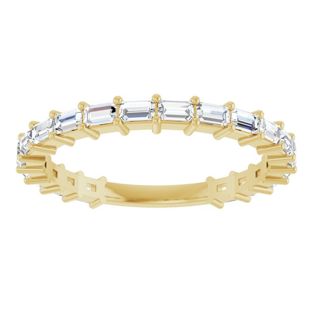 14K Yellow Gold Straight Baguette 2.5 X 1.5 Mm Polished 5/8 Ctw Natural Diamond Anniversary Band, Size 7