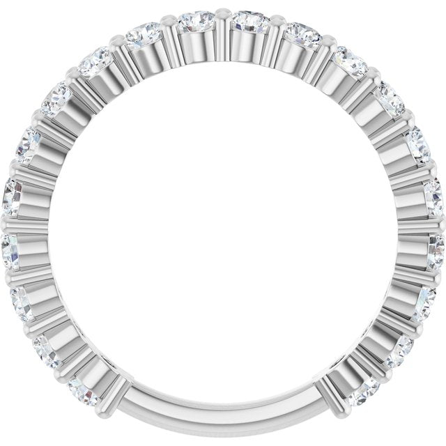14K White Gold Round 2.5 Mm Polished 1 1/5 Ctw Natural Diamond Anniversary Band, Size 7