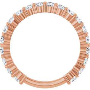 14K Rose Gold Round 2.5 Mm Polished 1 1/5 Ctw Natural Diamond Anniversary Band Size 7