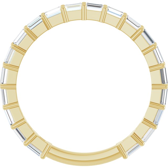 14K Yellow Gold Straight Baguette 2.5 X 1.5 Mm Polished 5/8 Ctw Natural Diamond Anniversary Band, Size 7