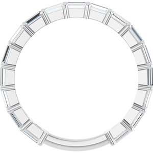 14K White Gold Straight Baguette 3 X 1.5 Mm Polished 3/4 Ctw Natural Diamond Anniversary Band Size 7