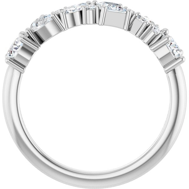 14K White Gold Square 3 X 3 Mm Polished 7/8 Ctw Lab-Grown Diamond Anniversary Band, Size 7