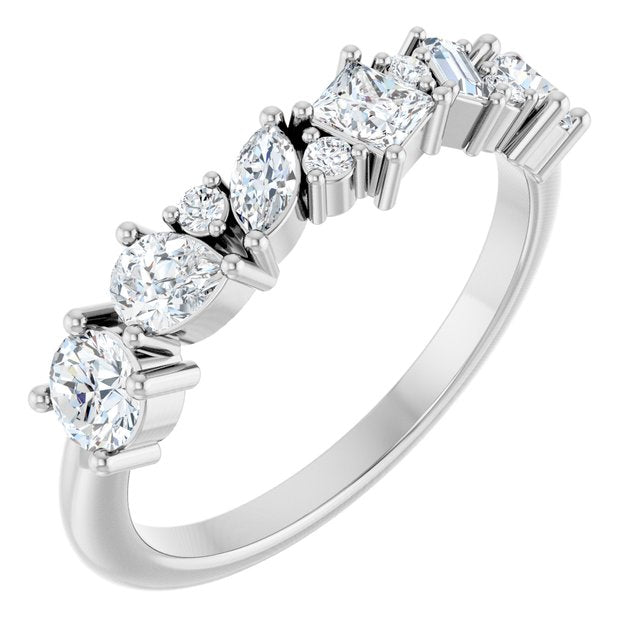 14K White Gold Square 3 X 3 Mm Polished 7/8 Ctw Lab-Grown Diamond Anniversary Band, Size 7