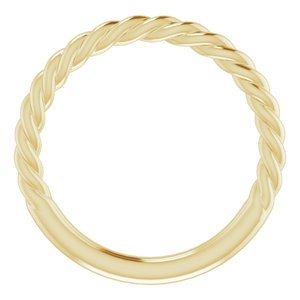 14K Yellow Gold 1.7 Mm Polished Rope Band Size 4