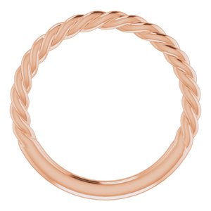14K Rose Gold Or Platinum 1.7 mm Rope Band