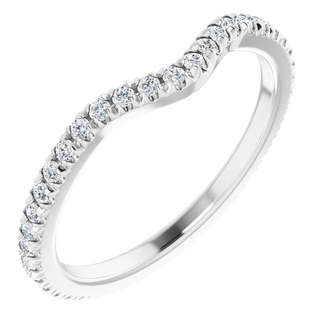 14K White Gold Round 1.3 Mm Polished 1/3 Ctw Natural Diamond French-Set Matching Band, Size 7