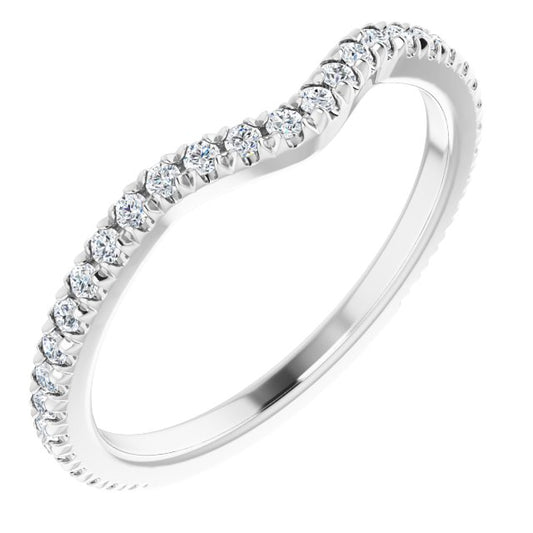 14K White Gold Round 1.3 Mm Polished 1/3 Ctw Natural Diamond French-Set Matching Band, Size 7