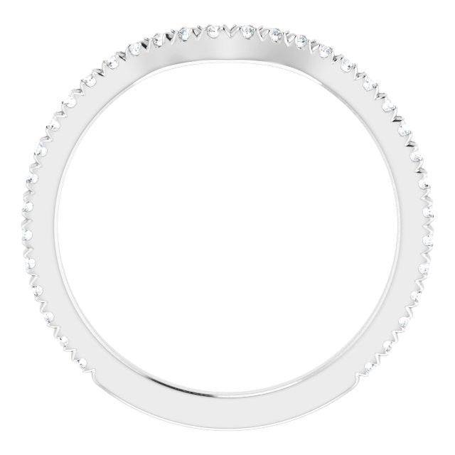 14K White Gold Round 1.3 Mm Polished 1/3 Ctw Natural Diamond French-Set Matching Band, Size 7