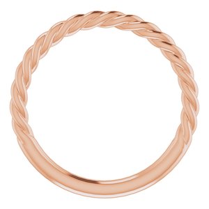 14K Rose Gold 1.7 Mm Polished Rope Band Size 6