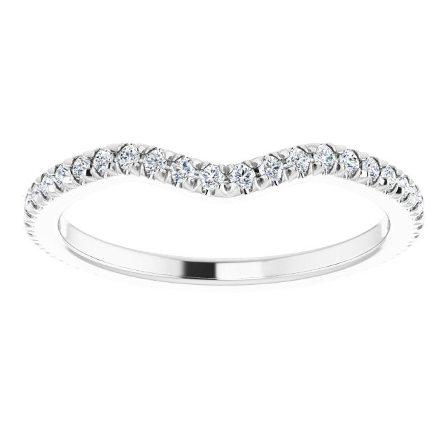 14K White Gold Round 1.3 Mm Polished 1/3 Ctw Natural Diamond French-Set Matching Band, Size 7