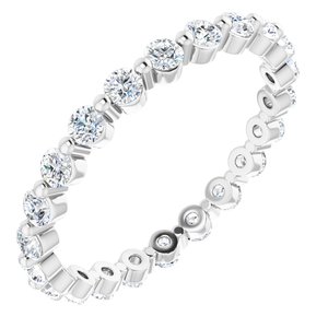 14K White Gold Round 2 Mm Gh Si2-Si3 5/8 Ctw Natural Diamond Eternity Band Size 5