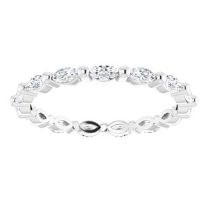 14K White Gold Marquise 3.5 X 1.75 Mm Ghi Si2-Si3 5/8 Ctw Natural Diamond Eternity Band Size 5