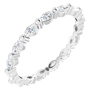 14K White Gold Marquise 3.5 X 1.75 Mm Ghi Si2-Si3 5/8 Ctw Natural Diamond Eternity Band Size 5
