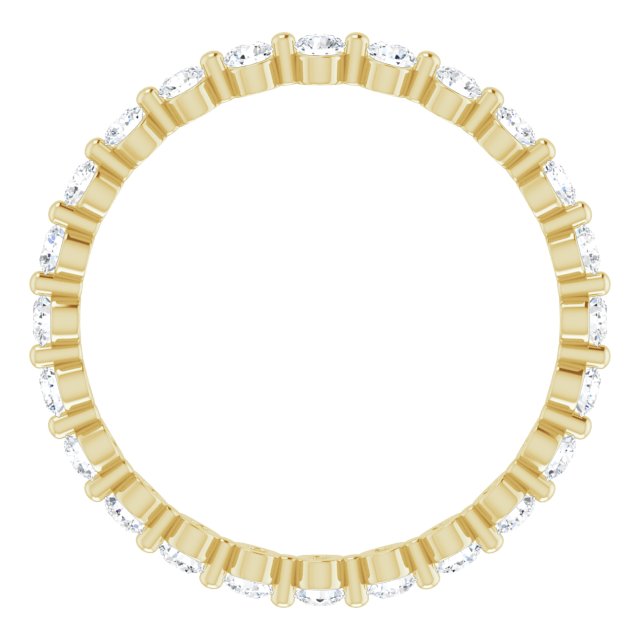 14K Yellow Gold Round 2 Mm Si2-Si3, G-H Polished 5/8 Ctw Natural Diamond Eternity Band, Size 5