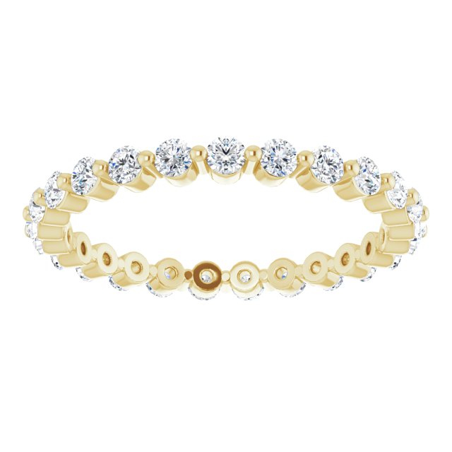14K Yellow Gold Round 1.7 Mm Si2-Si3, G-H Polished 1/2 Ctw Natural Diamond Eternity Band, Size 5