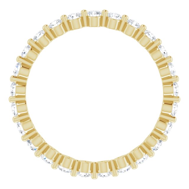 14K Yellow Gold Round 1.7 Mm Si2-Si3, G-H Polished 1/2 Ctw Natural Diamond Eternity Band, Size 5