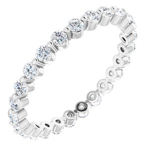 14K White Gold Round 1.7 Mm Gh Si2-Si3 1/2 Ctw Natural Diamond Eternity Band Size 5