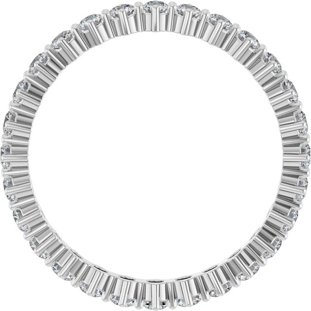 14K White Gold Round 2 Mm Si2-Si3, G-H Polished 7/8 Ctw Natural Diamond Eternity Band, Size 7