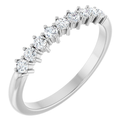 14K White Or Rose Gold Or Platinum Round 2 Mm Polished 1/4 Ctw Natural Diamond 9-Stone Anniversary Band, Size 7