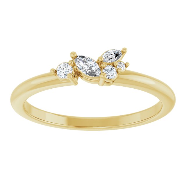 14K White Or Yellow Gold Marquise 4 X 2 Mm Polished 1/6 Ctw Natural Diamond Stackable Ring, Size 7