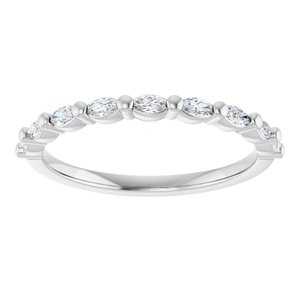 14K White Gold Marquise 3 X 1.5 Mm Polished 1/4 Ctw Lab-Grown Diamond Anniversary Band Size 7