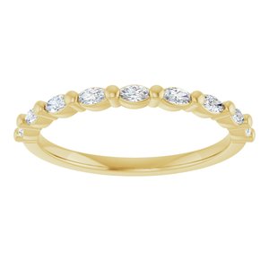 14K Yellow Gold Marquise 3 X 1.5 Mm Polished 1/4 Ctw Lab-Grown Diamond Anniversary Band Size 7
