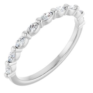14K White Gold Marquise 3 X 1.5 Mm Polished 1/4 Ctw Lab-Grown Diamond Anniversary Band Size 7