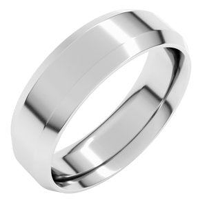 18K Yellow Or White Or Rose Gold Beveled-Edge Comfort-Fit Flat Band