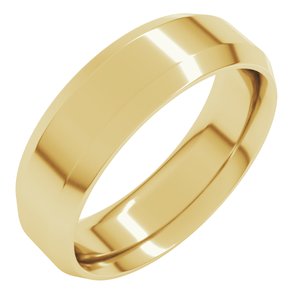 18K Yellow Or White Or Rose Gold Beveled-Edge Comfort-Fit Flat Band