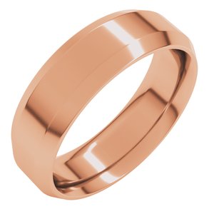18K Yellow Or White Or Rose Gold Beveled-Edge Comfort-Fit Flat Band