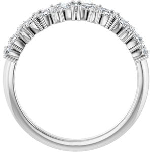 14K White Gold Lab-Grown Diamond Marquise 3 X 1.5 Mm Lab-Grown Diamond Polished 5/8 Ctw Lab-Grown Diamond Anniversary Band Size 7