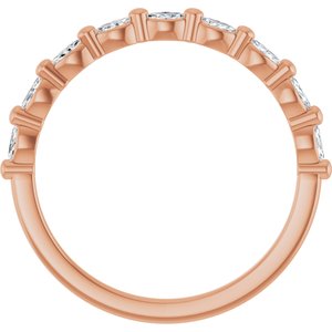 14K Rose Gold Marquise 3 X 1.5 Mm Polished 1/4 Ctw Lab-Grown Diamond Anniversary Band Size 7